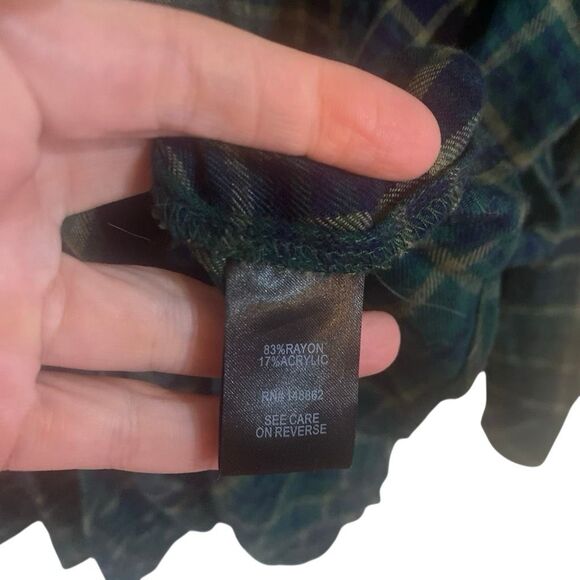 Torrid size 3, the Harper plaid, blue and green long sleeve blouse - Picture 6 of 6